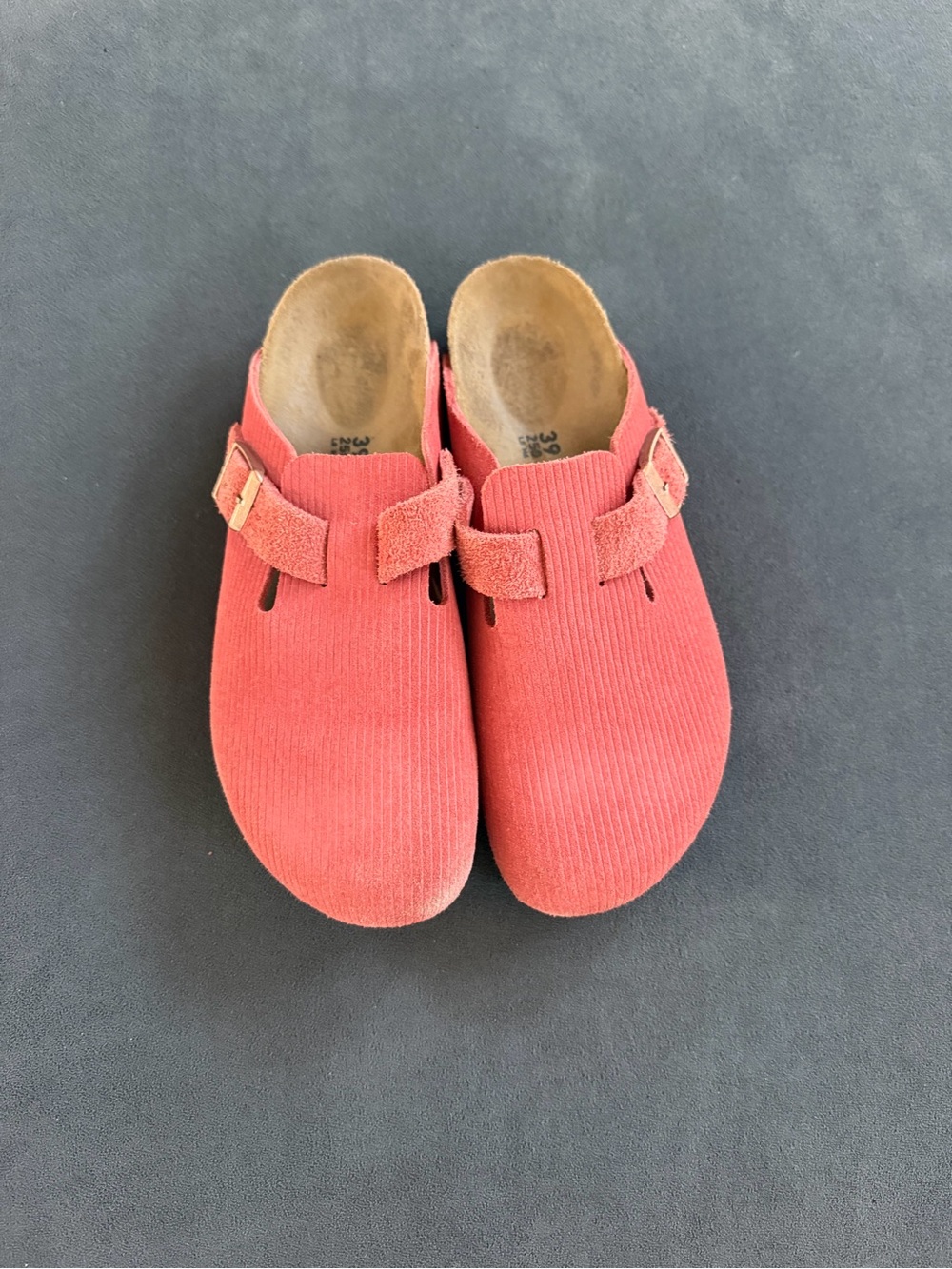 Birkenstock Boston Suede Leather Clog in Corduroy Sienna Red